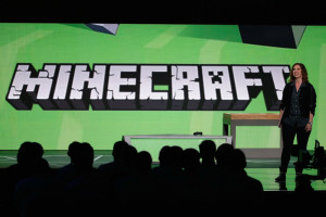 LOS ANGELES, CA - JUNE 15:  Mojang's "Director of Fun" Lydia Winters speaks about 'Minecraft' during the Microsoft Xbox E3 press conference at the Galen Center on June 15, 2015 in Los Angeles, California. The Microsoft press conference is held in conjunction with the annual Electronic Entertainment Expo (E3) which focuses on gaming systems and interactive entertainment, featuring introductions to new products and technologies.  (Photo by Christian Petersen/Getty Images)
