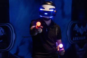 LOS ANGELES, CA - JUNE 14: Attendees participate in VR virtual reality demos during E3 Electronic Entertainment Expo 2016 at Los Angeles Convention Center on June 14, 2016 in Los Angeles, California. (Photo by Daniel Boczarski/WireImage)