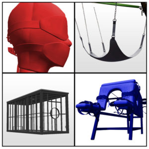 Augmented Reality objects. Bondage Mask, Sex Swing, Bondage Cage, Whipping Board (PRNewsfoto/Third Aurora)