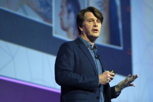 Niantic founder and CEO, and creator of Pokemon Go, John Hanke, speaks during a keynote speech on the second day of the Mobile World Congress in Barcelonaon on February 28, 2017. Phone makers will seek to seduce new buyers with artificial intelligence functions and other innovations at the world's biggest mobile fair starting today in Spain.  / AFP / LLUIS GENE        (Photo credit should read LLUIS GENE/AFP/Getty Images)